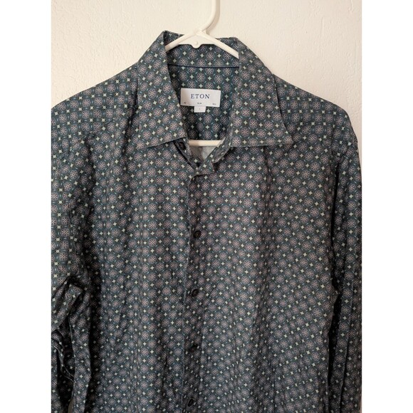 Eton Slim Fit Shirt Long Sleeve Cotton Men's Size Large Pre Owned - Picture 2 of 9